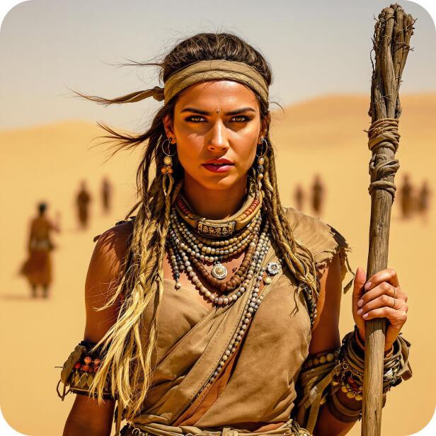 AI generated image of a warrior woman